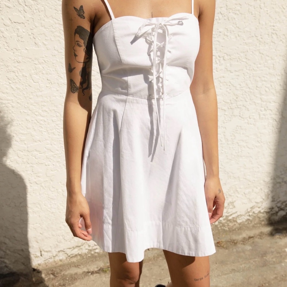 Oak + Fort Lace-up Bustier Mini Dress